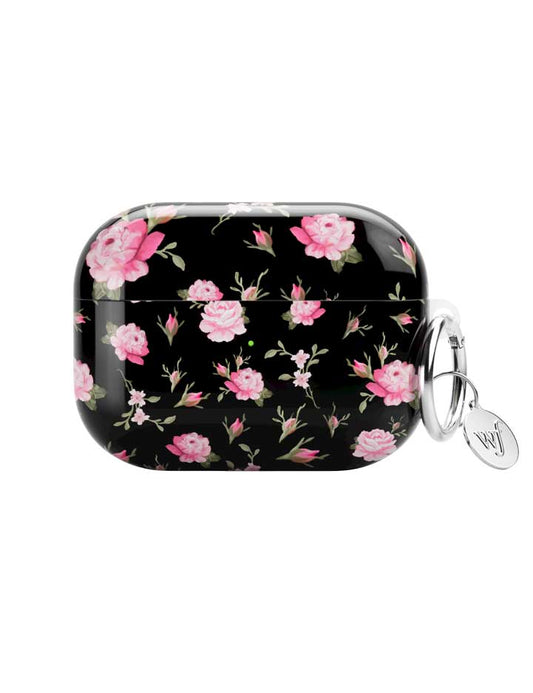 wildflower black and pink floral airpods pro case 01