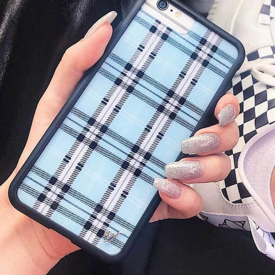 Wildflower Plaid Blue iPhone Case Lifestyle Image