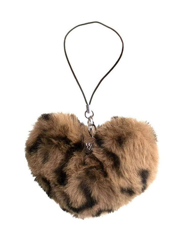 Wildflower Fuzzy Leopard Heart W/ Wf Charm