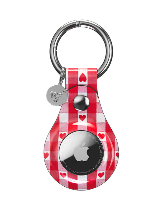 Wildflower Red Gingham Hearts AirTag Key Chain