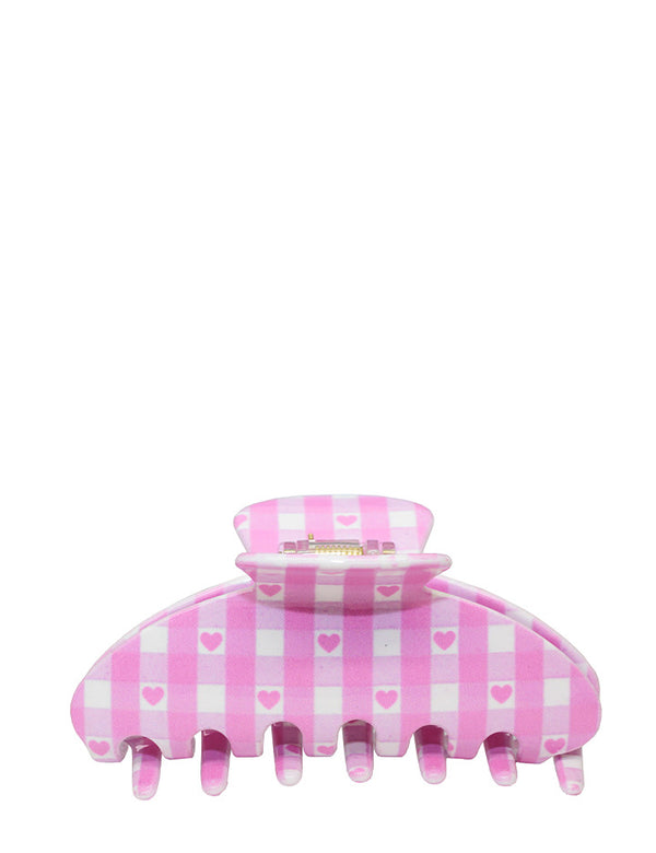 Emi Jay x Wildflower Big Effing Clip in Pink Gingham Hearts Vintage Cute Hair Accessory