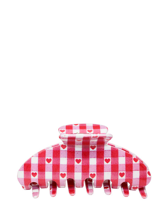 Emi Jay x Wildflower Big Effing Clip in Red Gingham Hearts Vintage Cute Hair Accessory