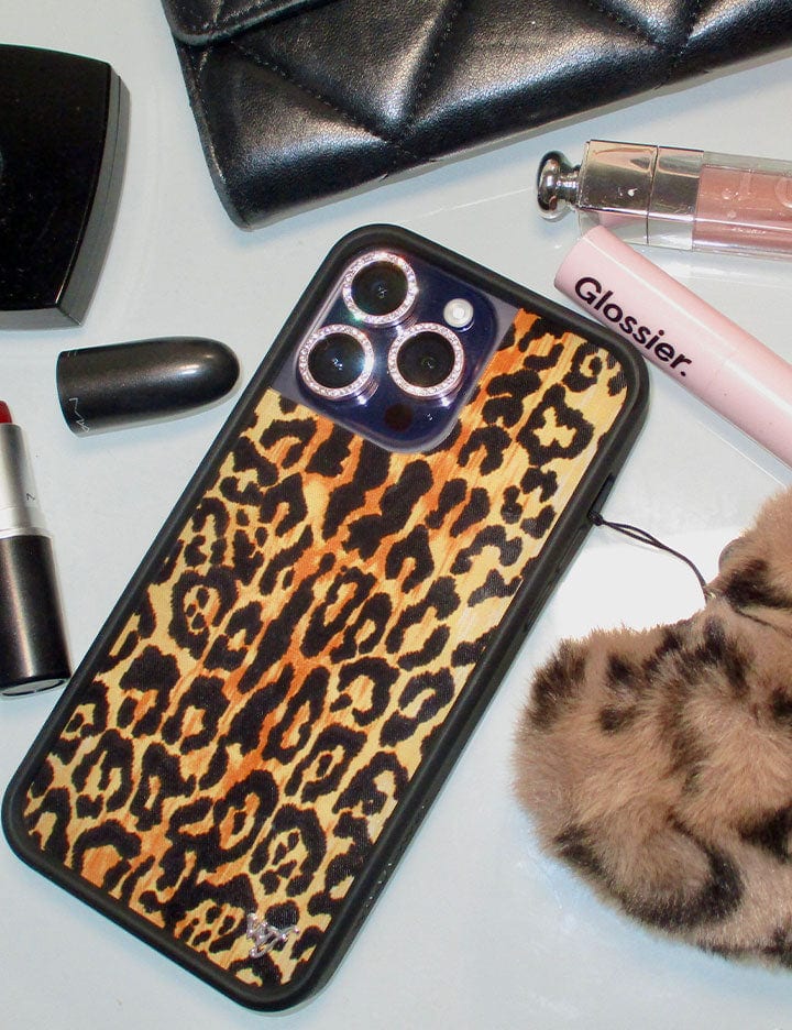 Fuzzy Leopard Heart w/ WF Charm – Wildflower Cases