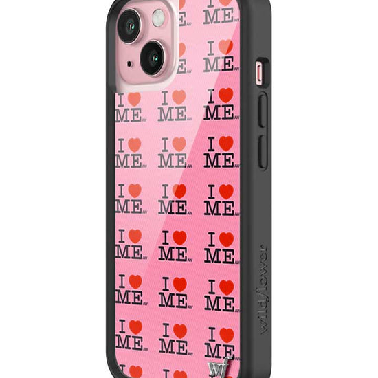 Wildflower iPhone case 15 I Heart Me Red Pink Cute