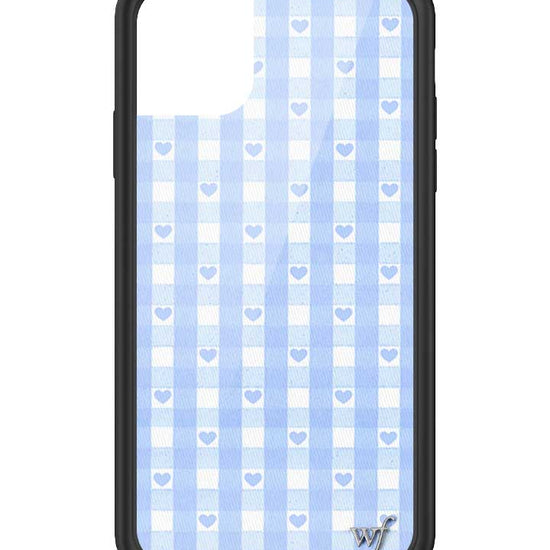 Wildflower iPhone case 11 Blue Gingham Hearts Vintage Cute Classic