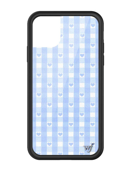 Wildflower iPhone case 11 Blue Gingham Hearts Vintage Cute Classic