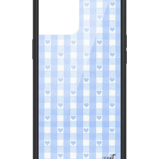 Wildflower iPhone case 12 Pro Max Blue Gingham Hearts Vintage Cute Classic