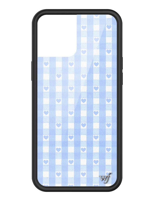 Wildflower iPhone case 12 Pro Max Blue Gingham Hearts Vintage Cute Classic