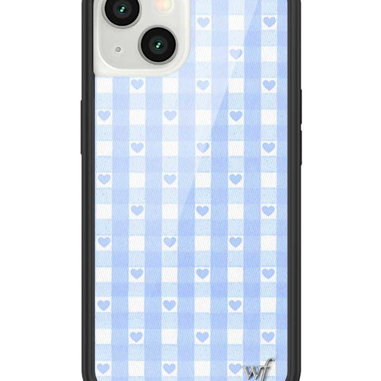 Wildflower iPhone case 13 Blue Gingham Hearts Vintage Cute Classic