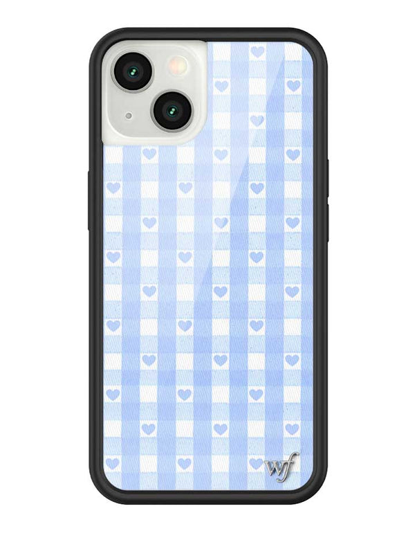 Wildflower iPhone case 13 Blue Gingham Hearts Vintage Cute Classic