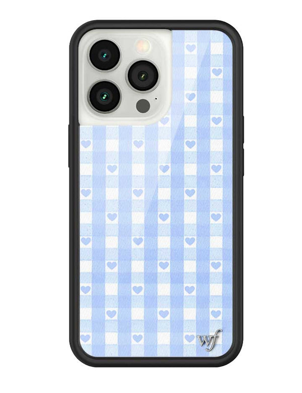 Wildflower iPhone case 13 Pro Blue Gingham Hearts Vintage Cute Classic