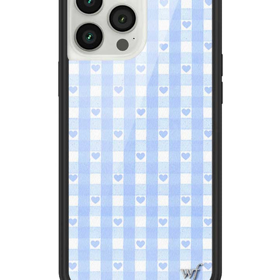 Wildflower iPhone case 13 Pro Max Blue Gingham Hearts Vintage Cute Classic