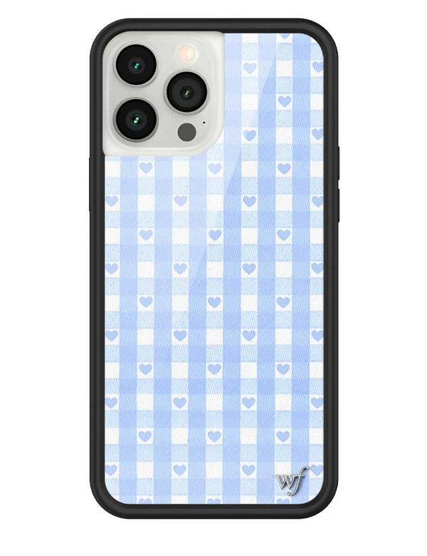 Wildflower iPhone case 13 Pro Max Blue Gingham Hearts Vintage Cute Classic