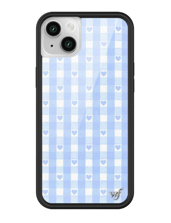 Wildflower iPhone case 14 Blue Gingham Hearts Vintage Cute Classic