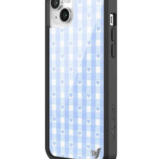 Wildflower iPhone case 14 Plus Blue Gingham Hearts Vintage Cute Classic 2