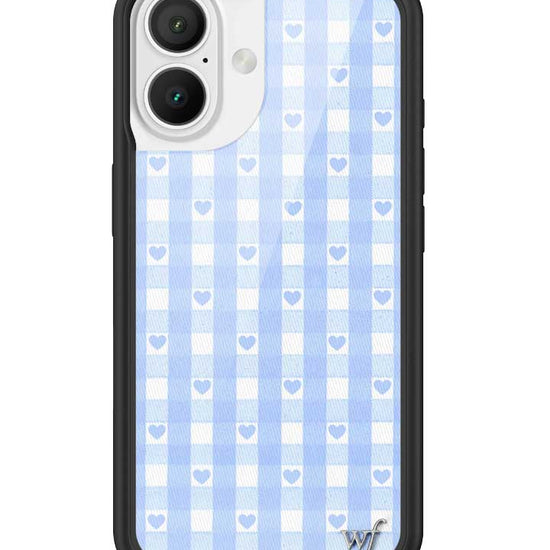 Wildflower iPhone case 16 Blue Gingham Hearts Vintage Cute Classic