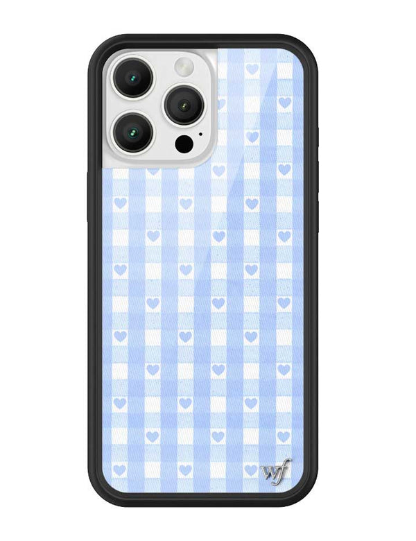 Wildflower iPhone case 16 Pro Max Blue Gingham Hearts Vintage Cute Classic