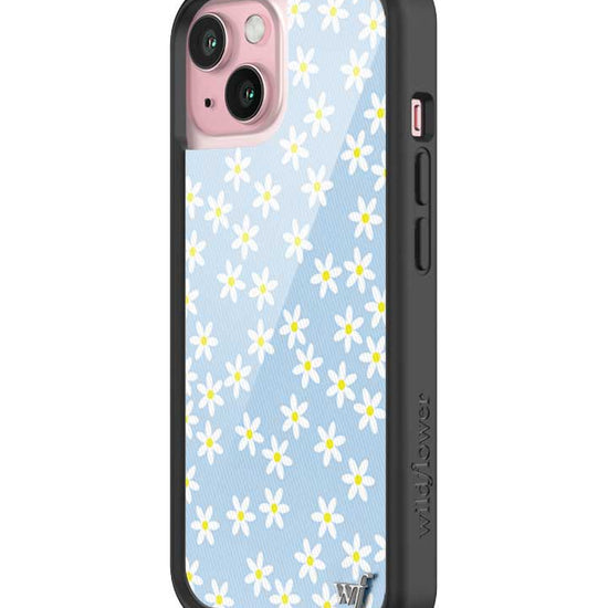 Wildflower iPhone case 15 Blue Daisy Flower Yellow Cute