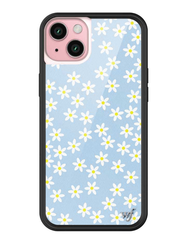 Wildflower iPhone case 15 Plus Blue Daisy Flower Yellow Cute