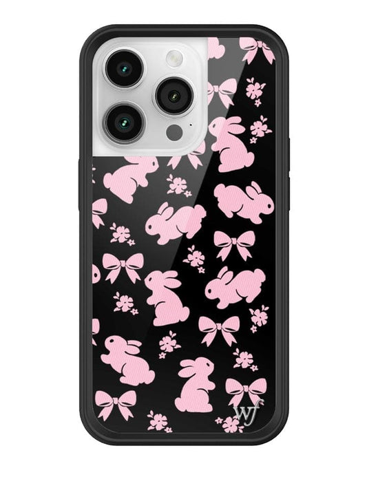 wildflower pink bunnies iphone 14 pro case
