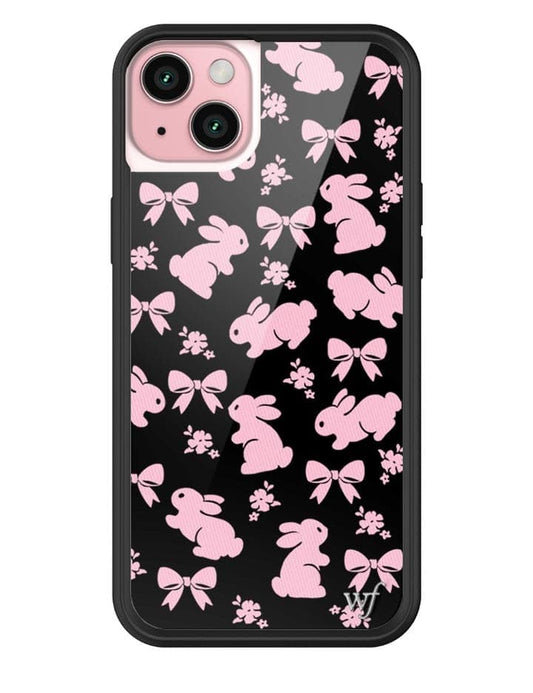 wildflower pink bunnies iphone 15 plus case