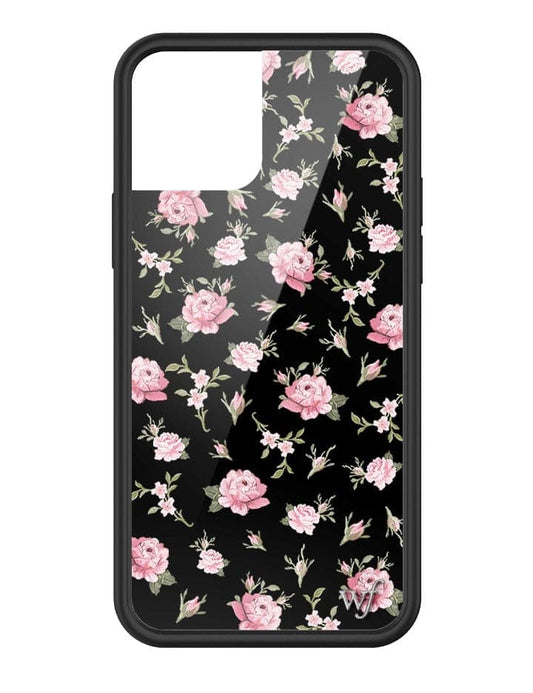 wildflower black and pink floral iphone 12 & 12 Pro case 