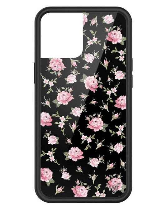 wildflower black and pink floral iphone 12 pro max case