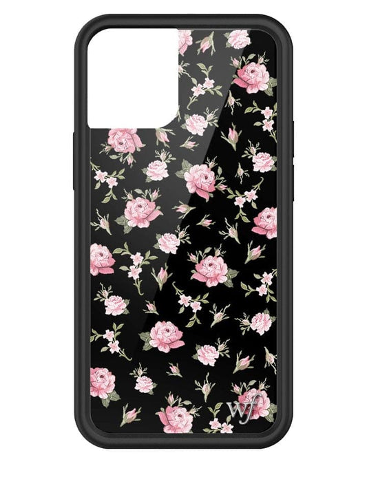 wildflower black and pink floral iphone 13 mini case