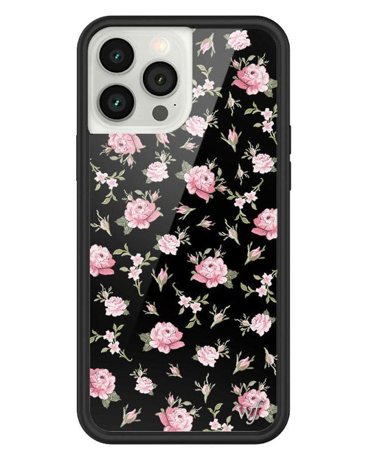 wildflower black and pink floral iphone 13 pro max case