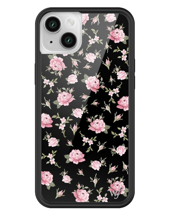 Black and Pink Floral iPhone 14 Plus Case
