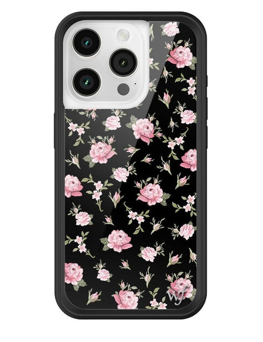 wildflower black and pink floral iphone 15 pro
