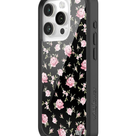 Wildflower Black And Pink Floral iPhone 15 Pro Case