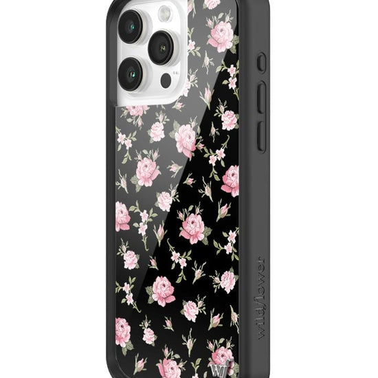 wildflower black and pink floral iphone 15 pro max case 