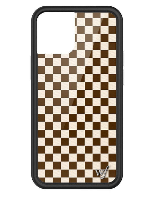 wildflower brown checkers iphone 12 mini case