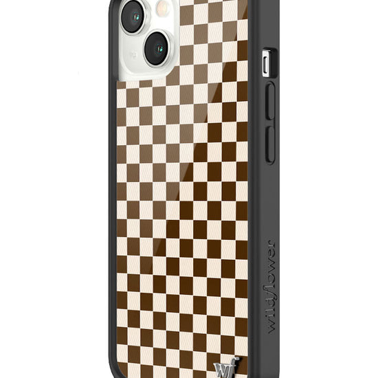 Wildflower Checkers | Brown iPhone 13 Case