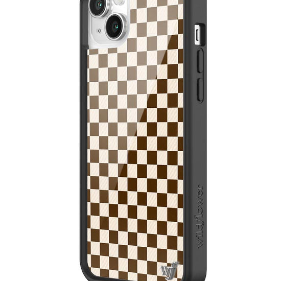 Wildflower Checkers | Brown iPhone 14 Plus Case