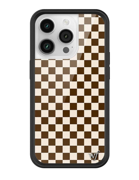 wildflower brown checkers iphone 14 pro case