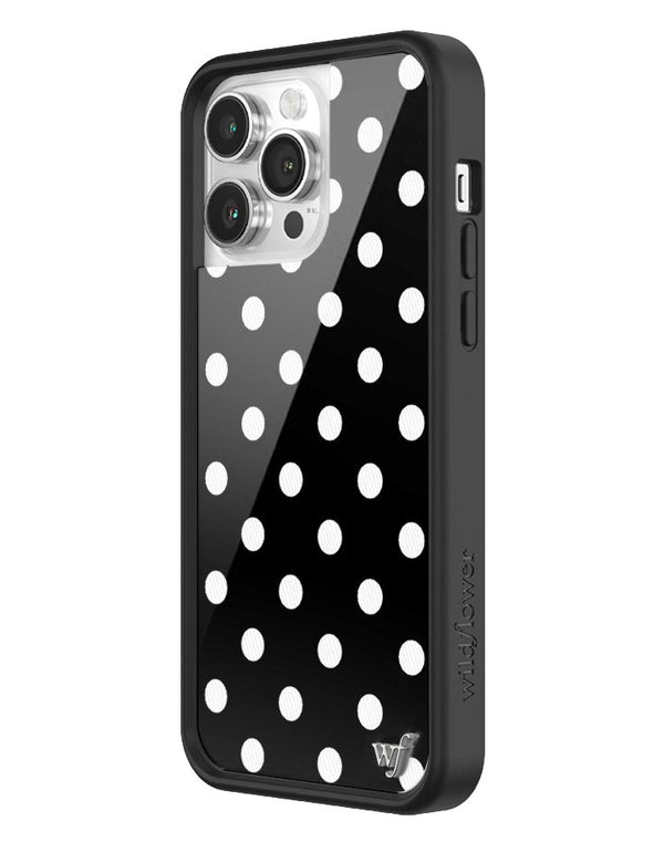 Wildflower Polka Dot Black and White iPhone 14 Pro Max Case