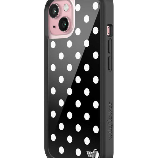 Wildflower Polka Dot Black and White iPhone 15 Case