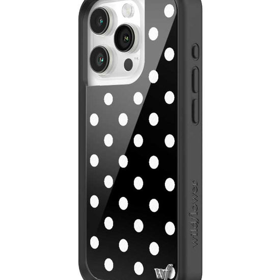 Wildflower Polka Dot Black and White iPhone 15 Pro Case