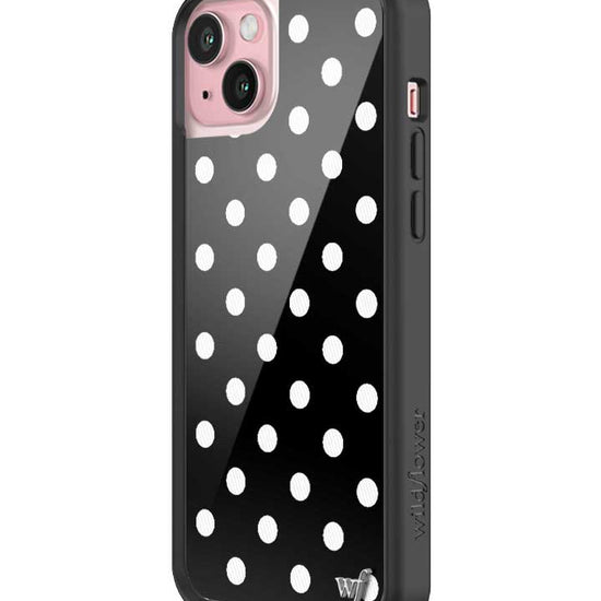 Wildflower Polka Dot Black and White iPhone 15 Plus Case