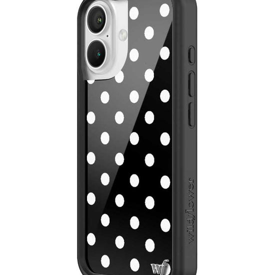 Wildflower Polka Dot Black and White iPhone 16 Case