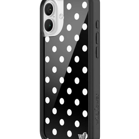 Wildflower Polka Dot Black and White iPhone 16 Plus Case