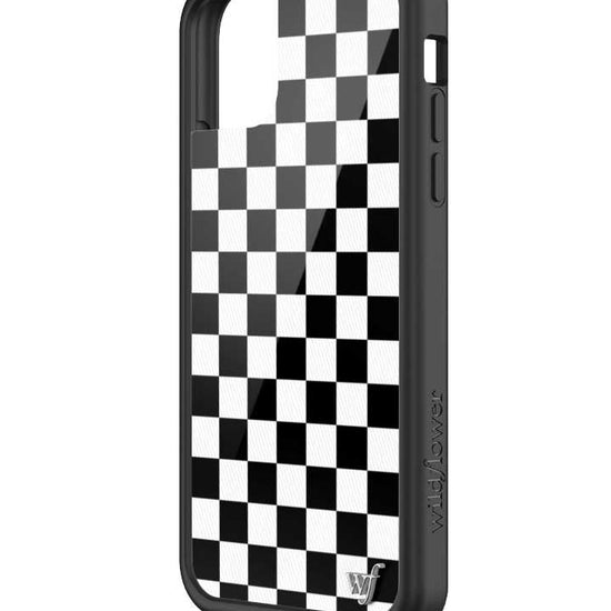 wildflower iphone case 11 black checkers black white