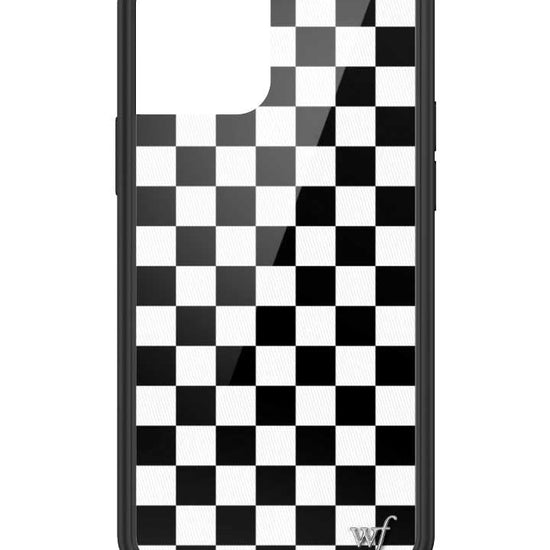 wildflower iphone case 12 / 12 pro black checkers black white