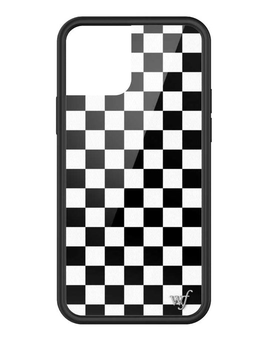 wildflower iphone case 12 / 12 pro black checkers black white