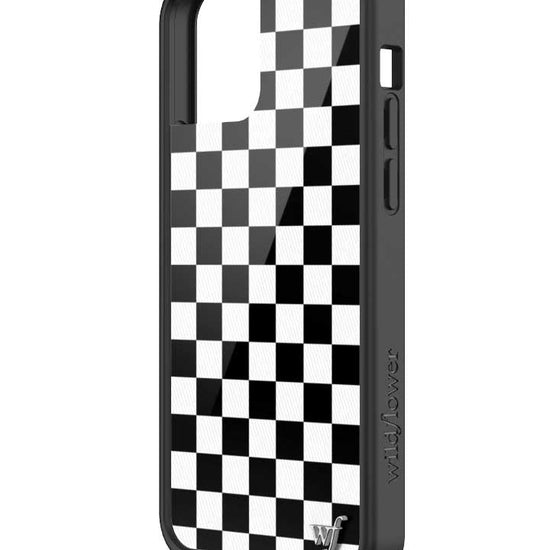 wildflower iphone case 12 / 12 pro black checkers black white