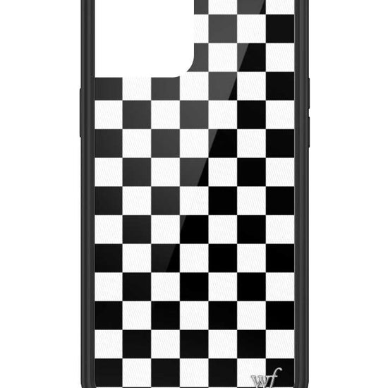 wildflower iphone case 12 pro max black checkers black white