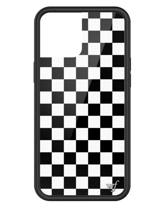 wildflower iphone case 12 pro max black checkers black white