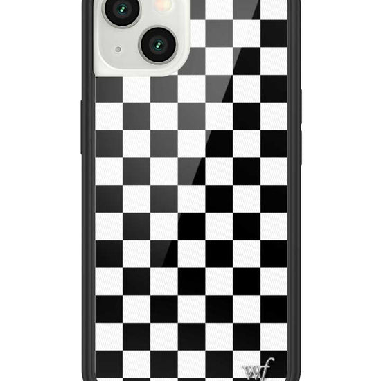 wildflower iphone case 13 black checkers black white